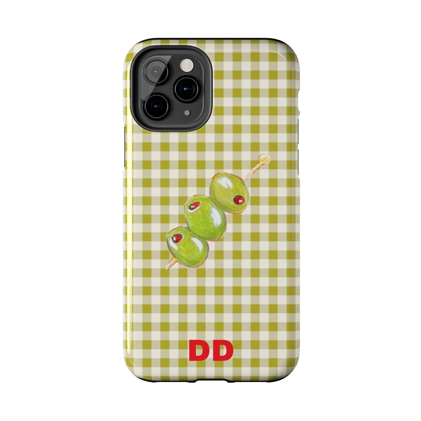 Olive Phone Case in Pear Green Checker