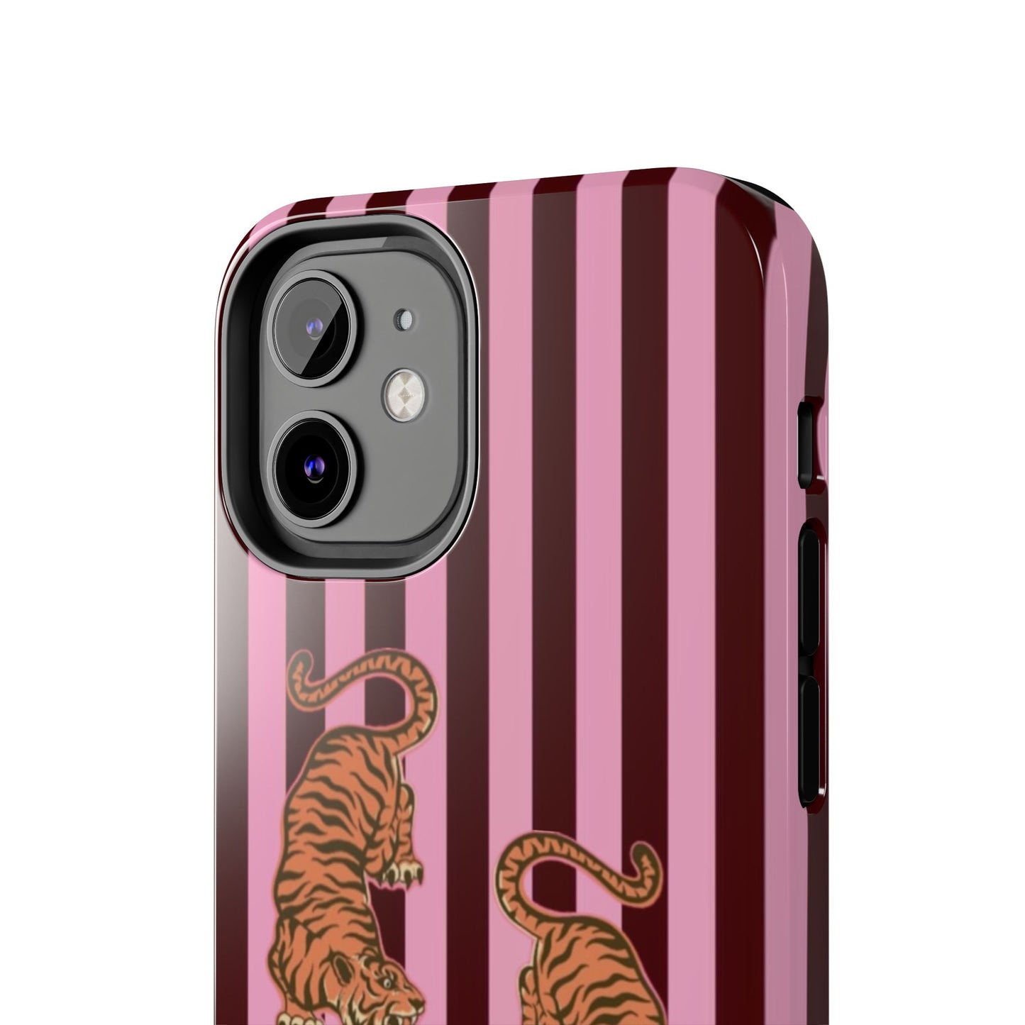 Tigress Phone Case in Burgundy & Pink