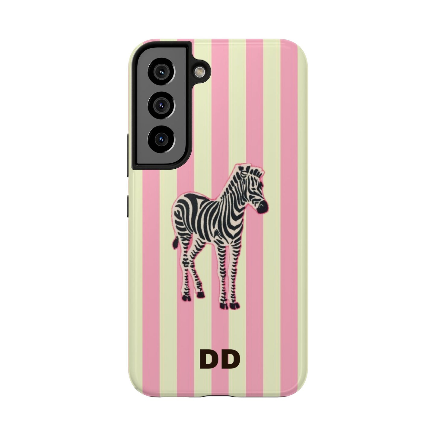 Zebra Phone Case in Pink & Crème Stripe