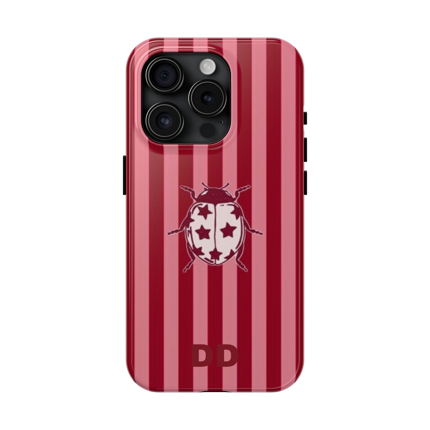 Ladybug Phone Case in Red & Pink Stripe