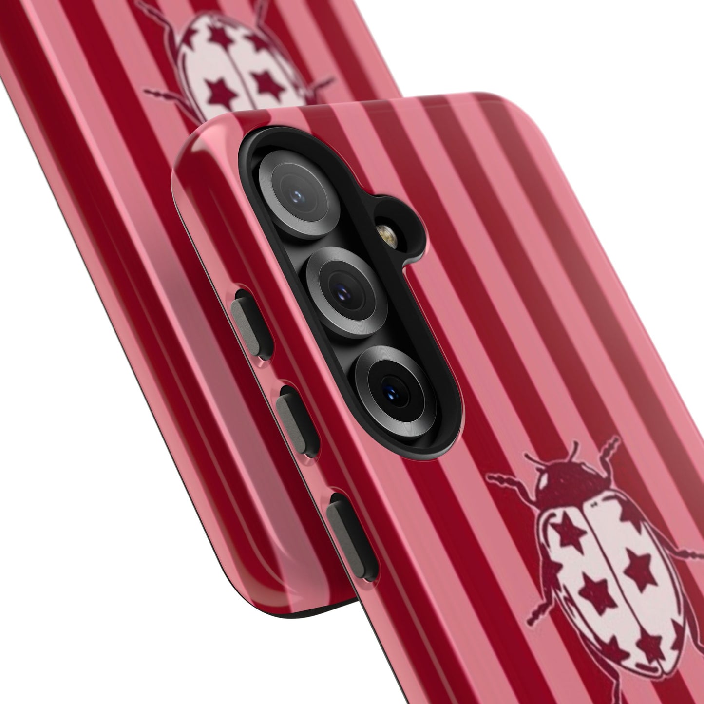 Ladybug Phone Case in Red & Pink Stripe