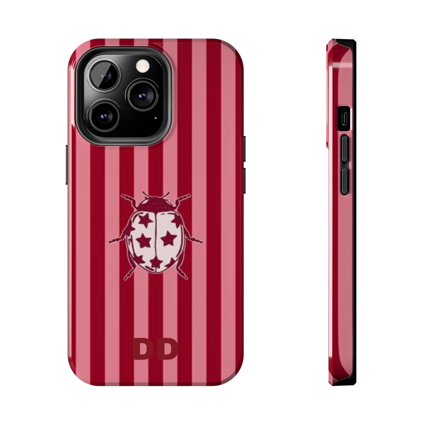 Ladybug Phone Case in Red & Pink Stripe