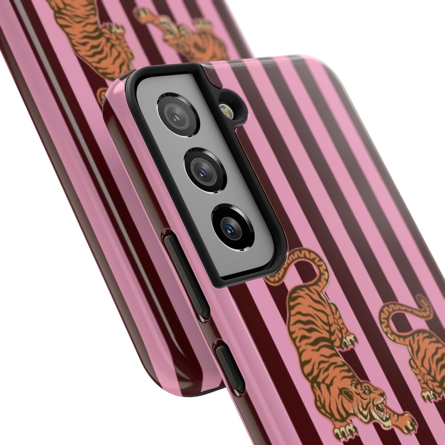 Tigress Phone Case in Burgundy & Pink