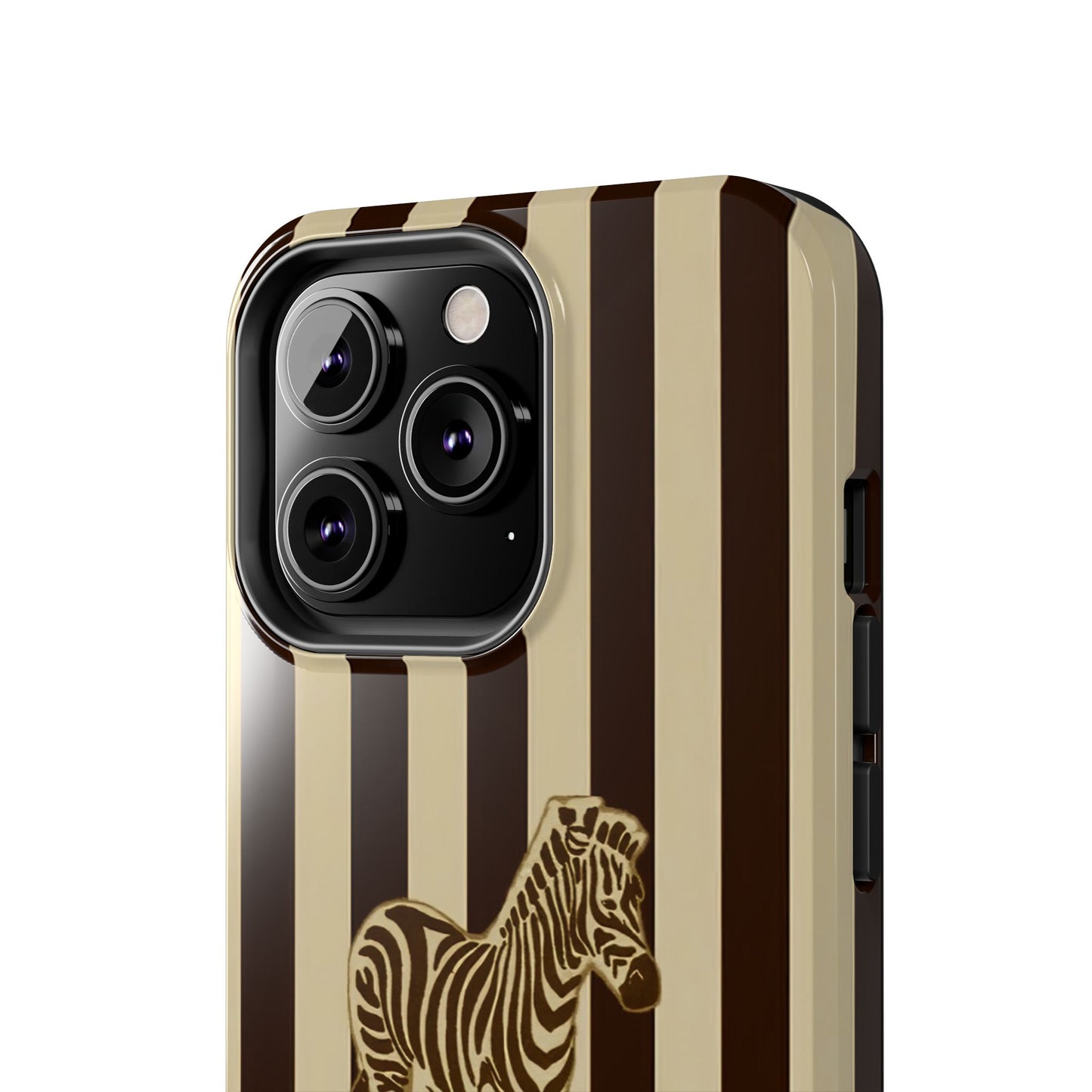 Zebra Phone Case in Chestnut & Crème Stripe