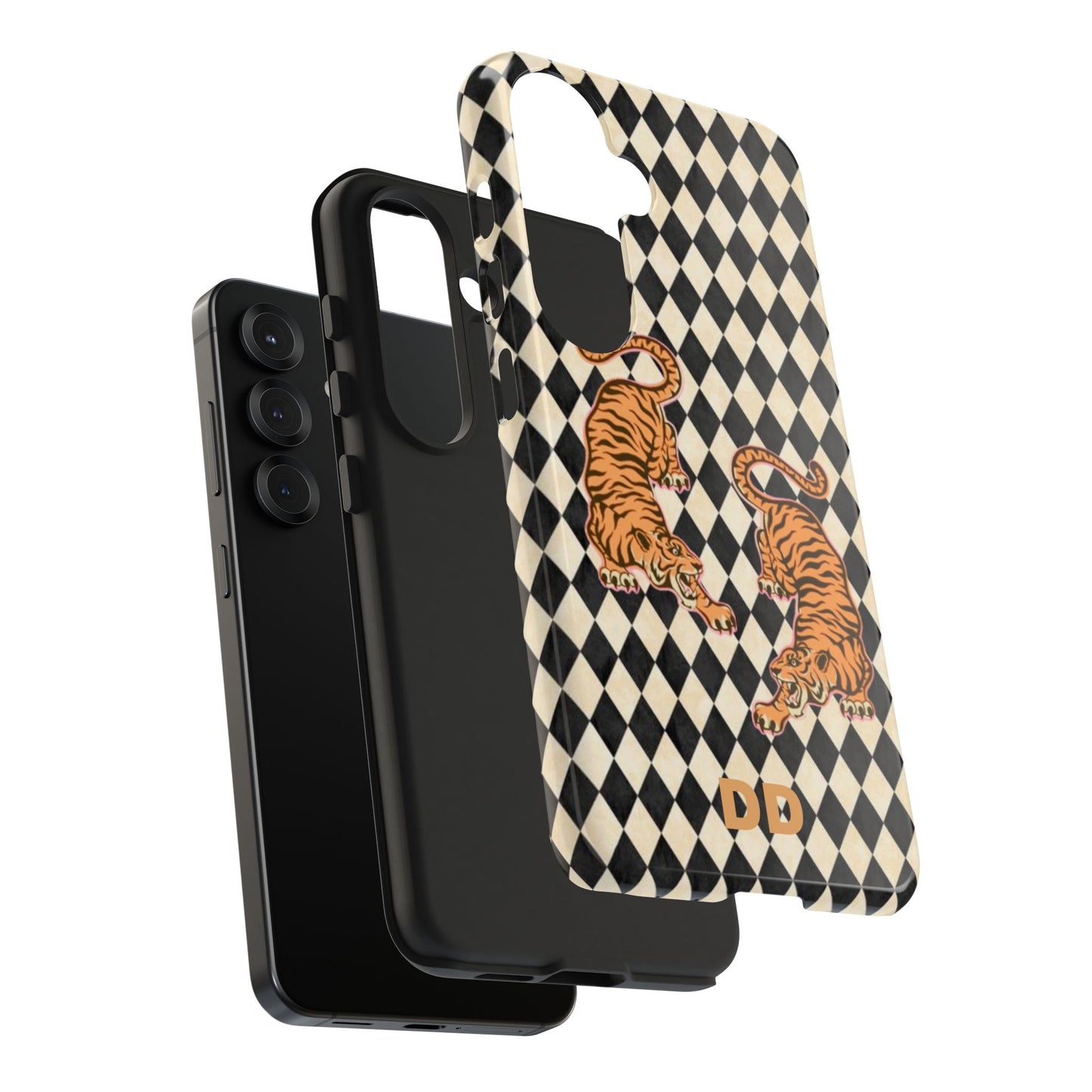 Tigress Phone Case in Black & White Diamonds