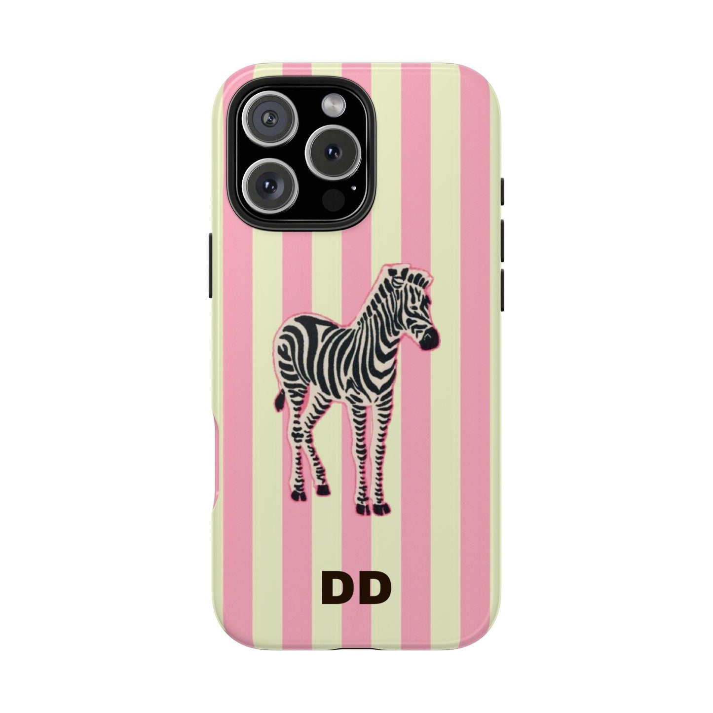 Zebra Phone Case in Pink & Crème Stripe