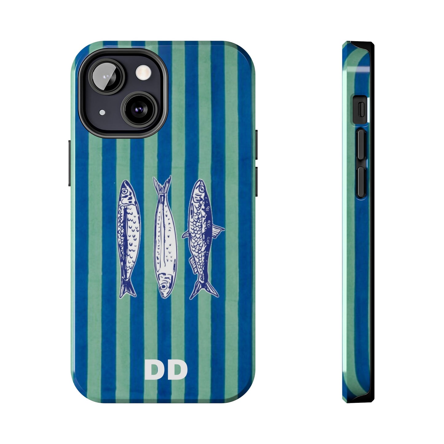 Sardine Phone Case in Turquoise & Blue Stripe