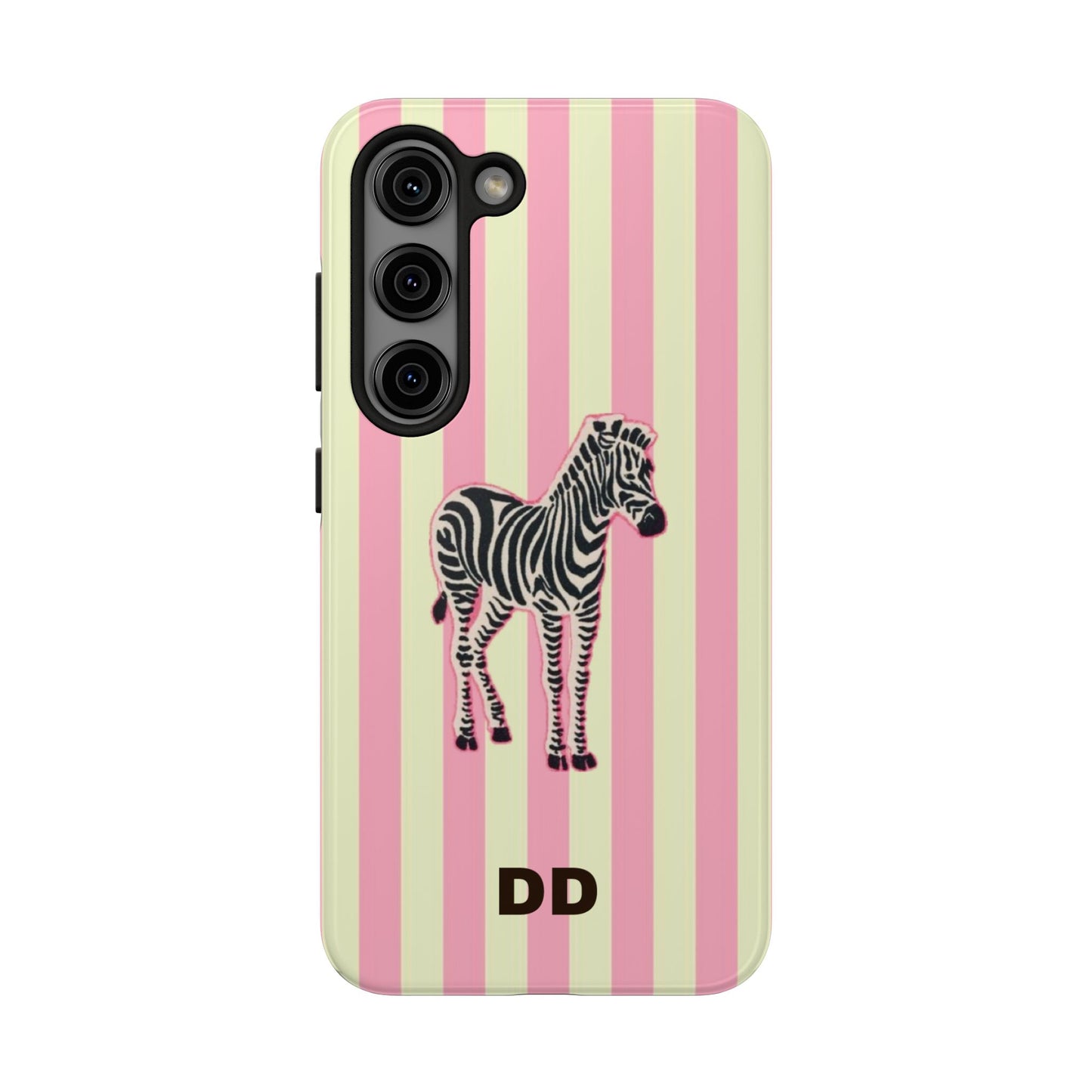 Zebra Phone Case in Pink & Crème Stripe