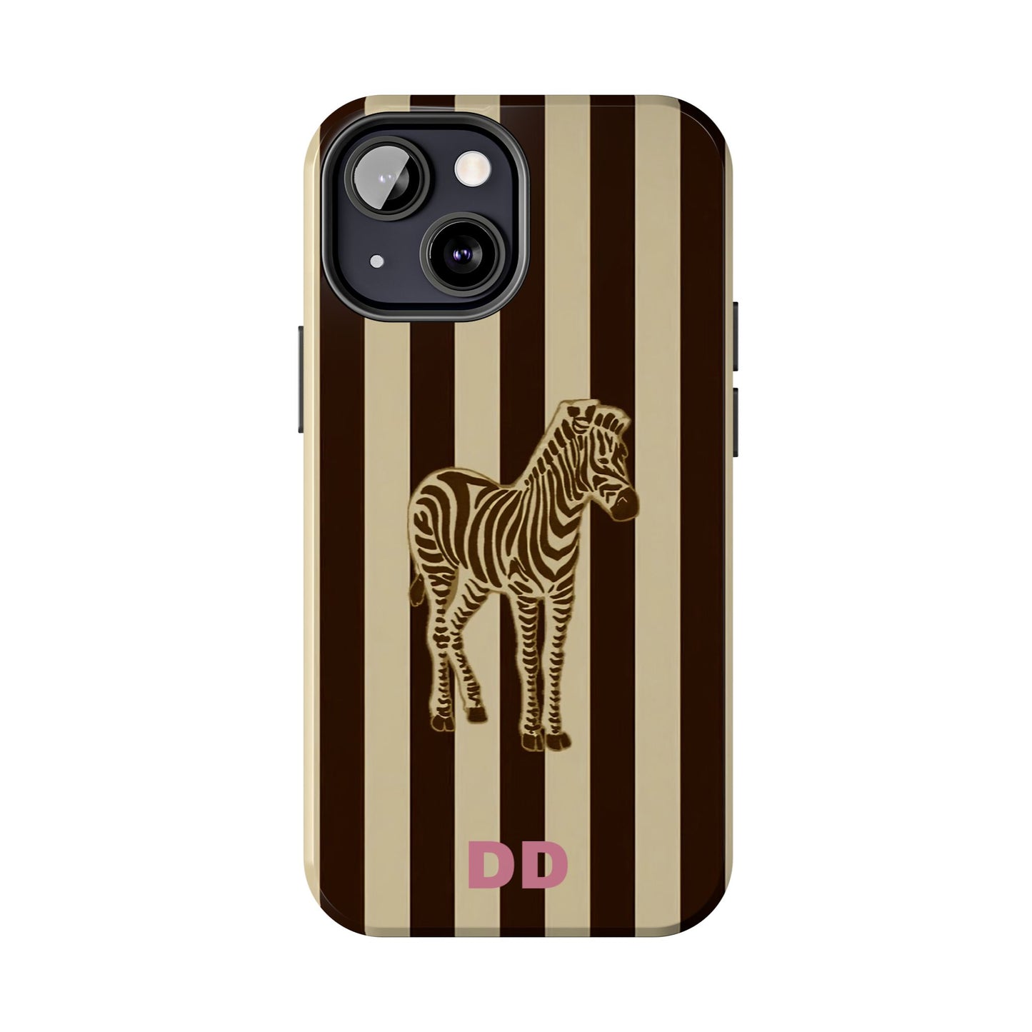 Zebra Phone Case in Charcoal & Crème Stripe