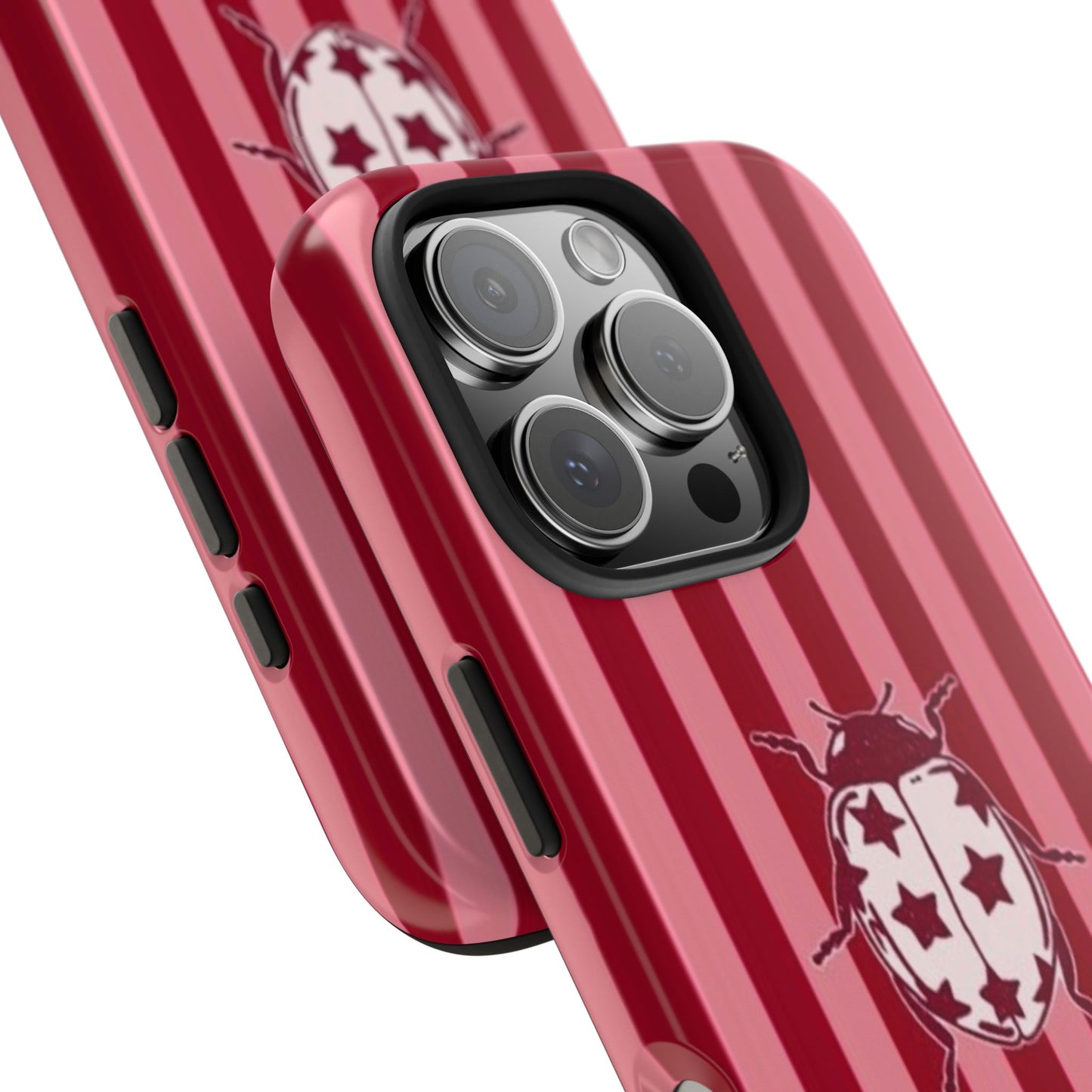 Ladybug Phone Case in Red & Pink Stripe