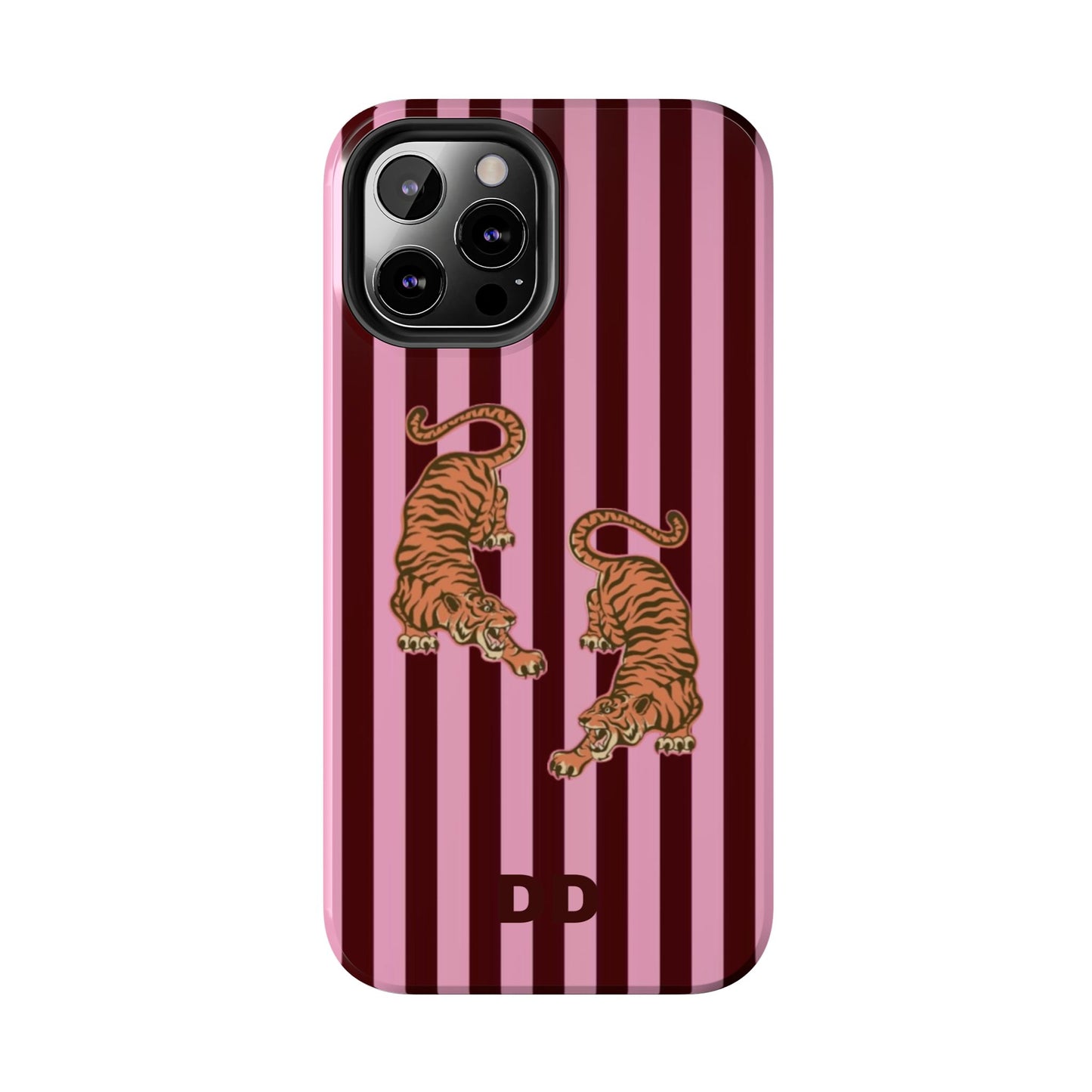 Tigress Phone Case in Burgundy & Pink