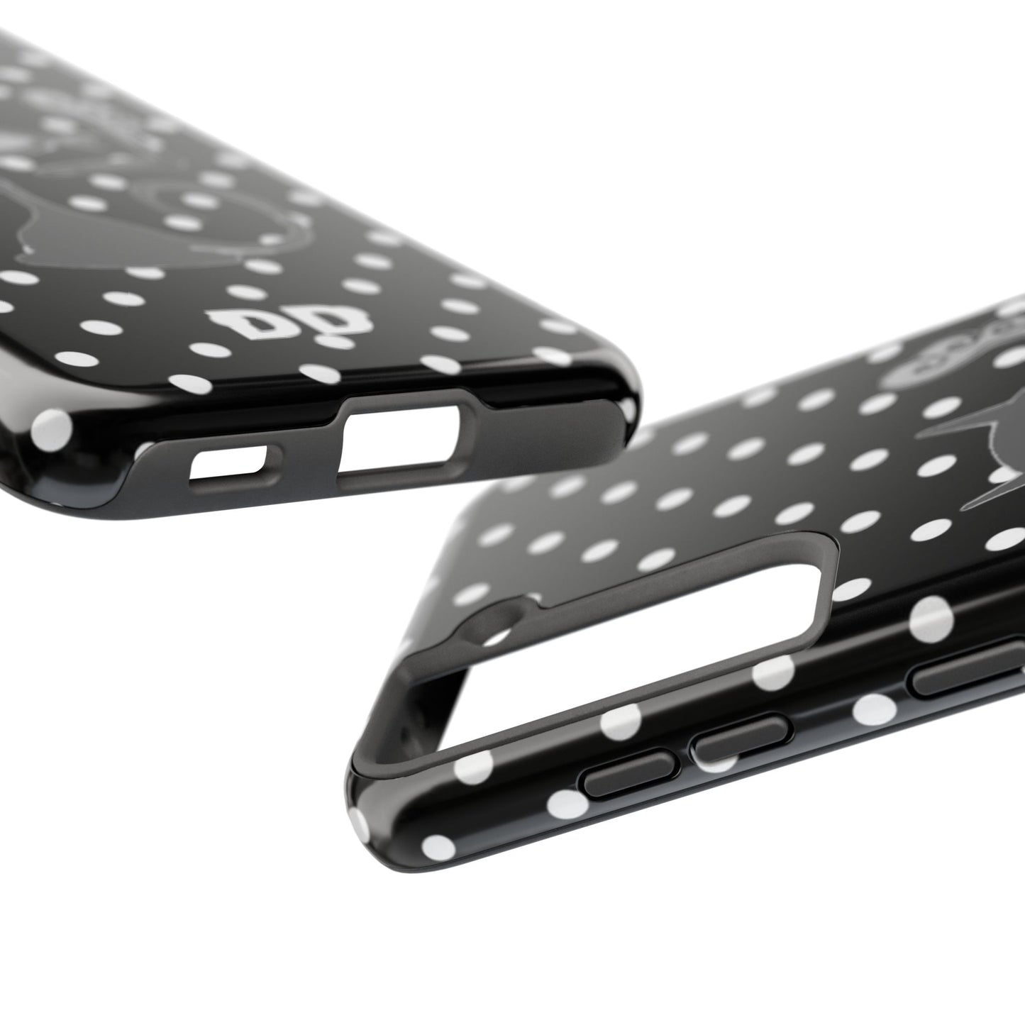 Le Cat Phone Case in Black & White Polka Dots