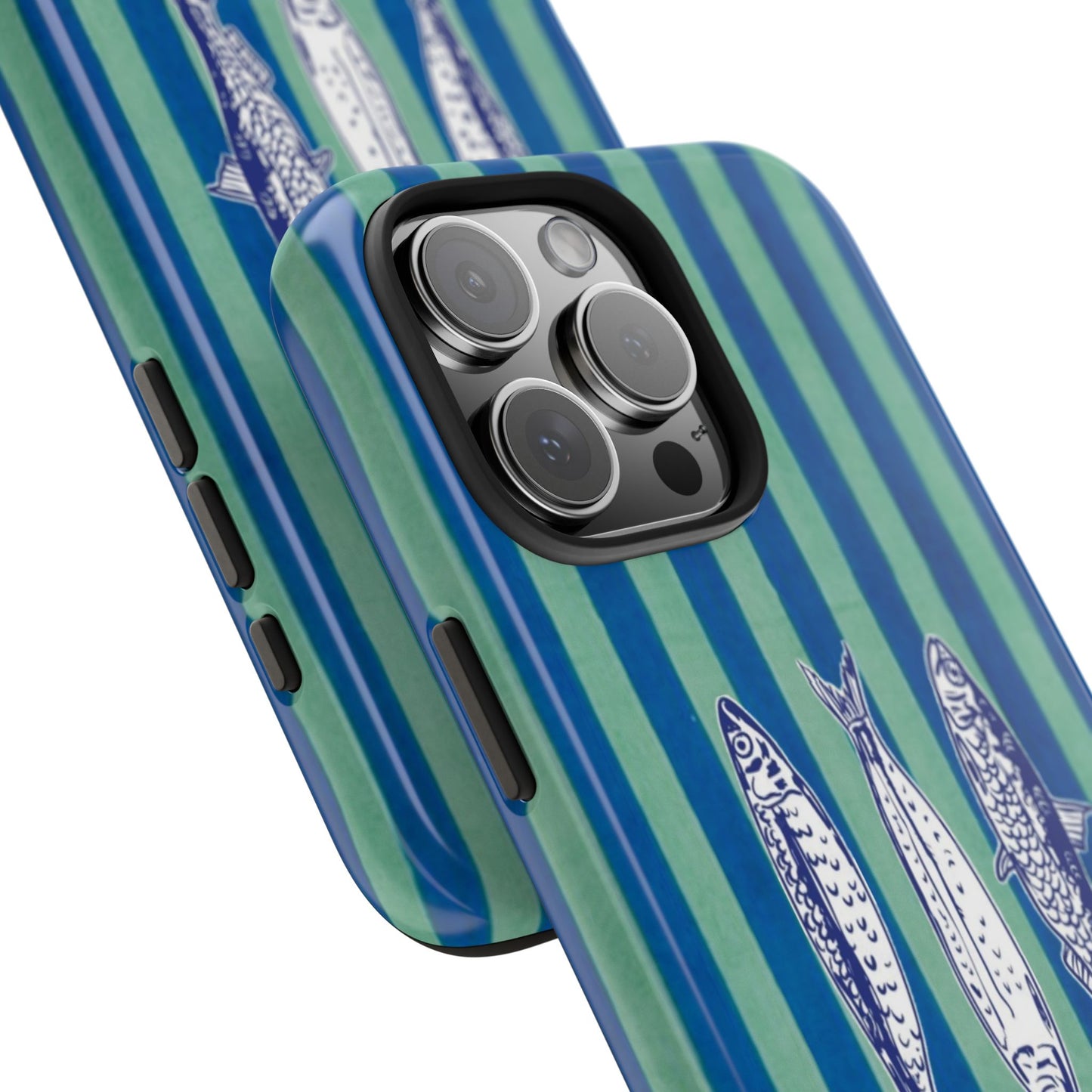 Sardine Phone Case in Turquoise & Blue Stripe