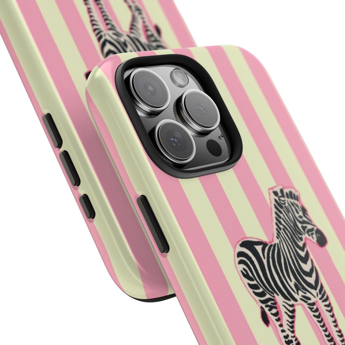 Zebra Phone Case in Pink & Crème Stripe