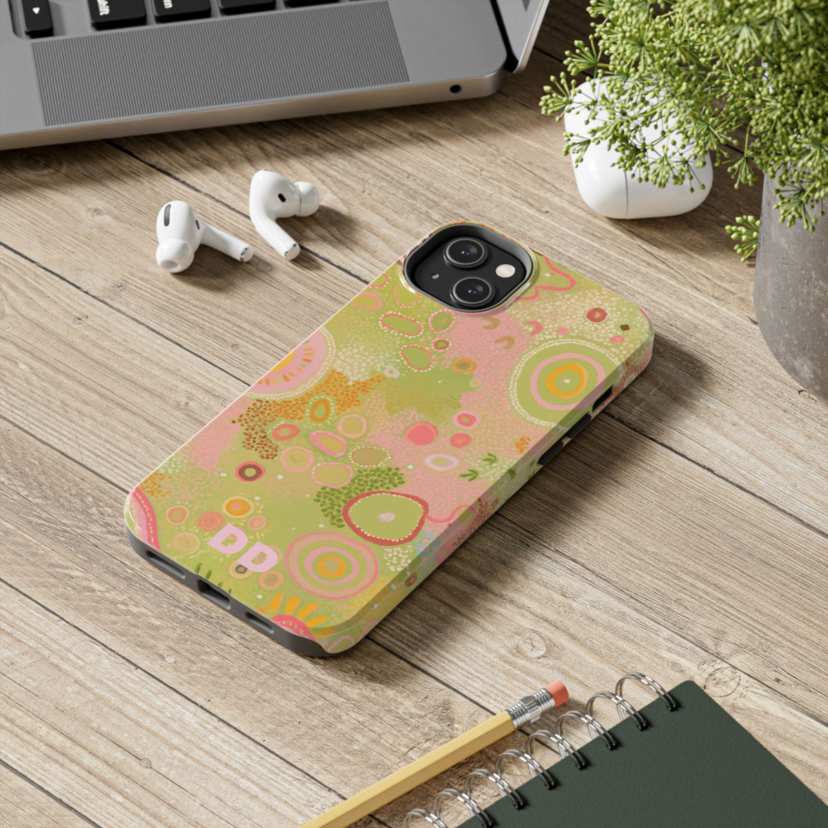 Lillie Green Phone Case — Pink Green Pastel Pressed Floral Botanical Design, view 74 — MagSafe Compatible | Digital Divas