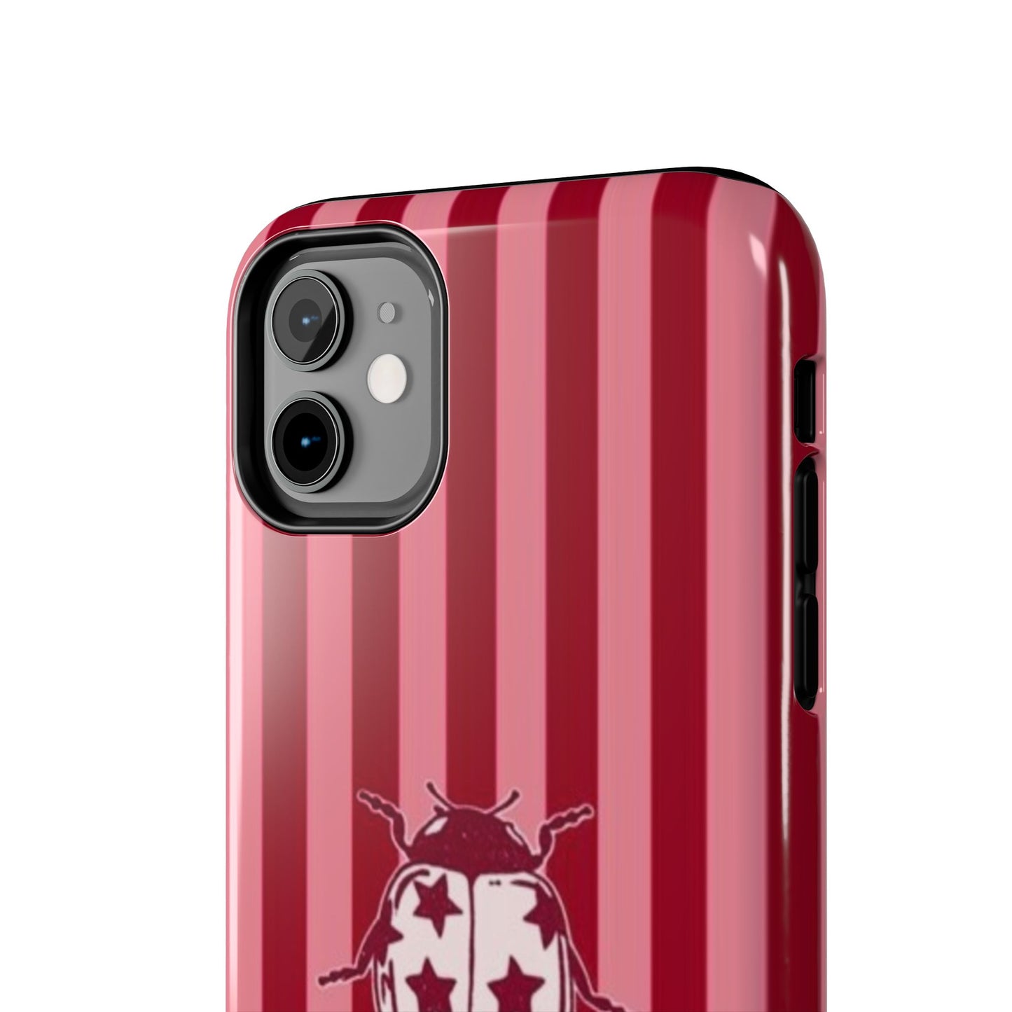 Ladybug Phone Case in Red & Pink Stripe