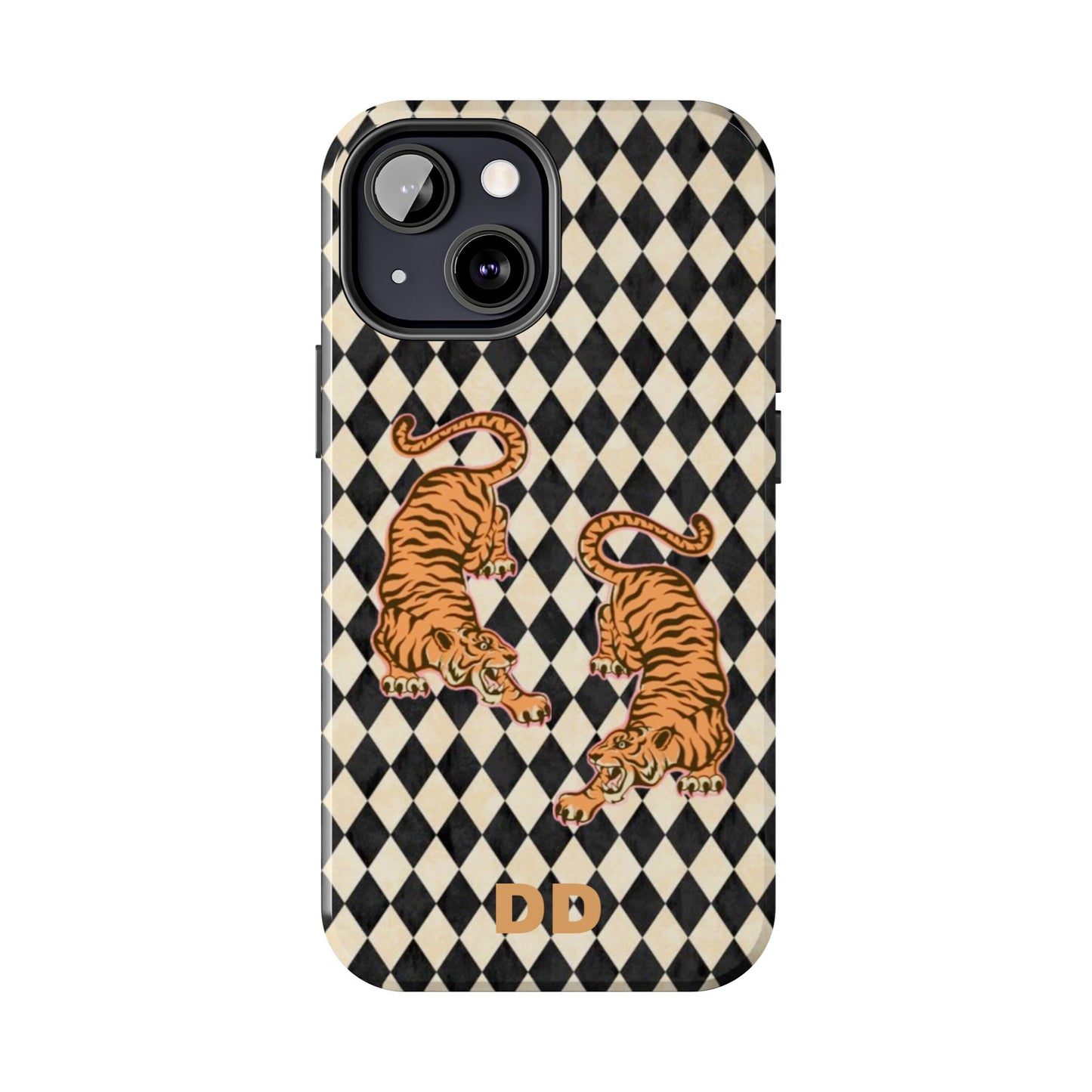 Tigress Phone Case in Black & White Diamonds