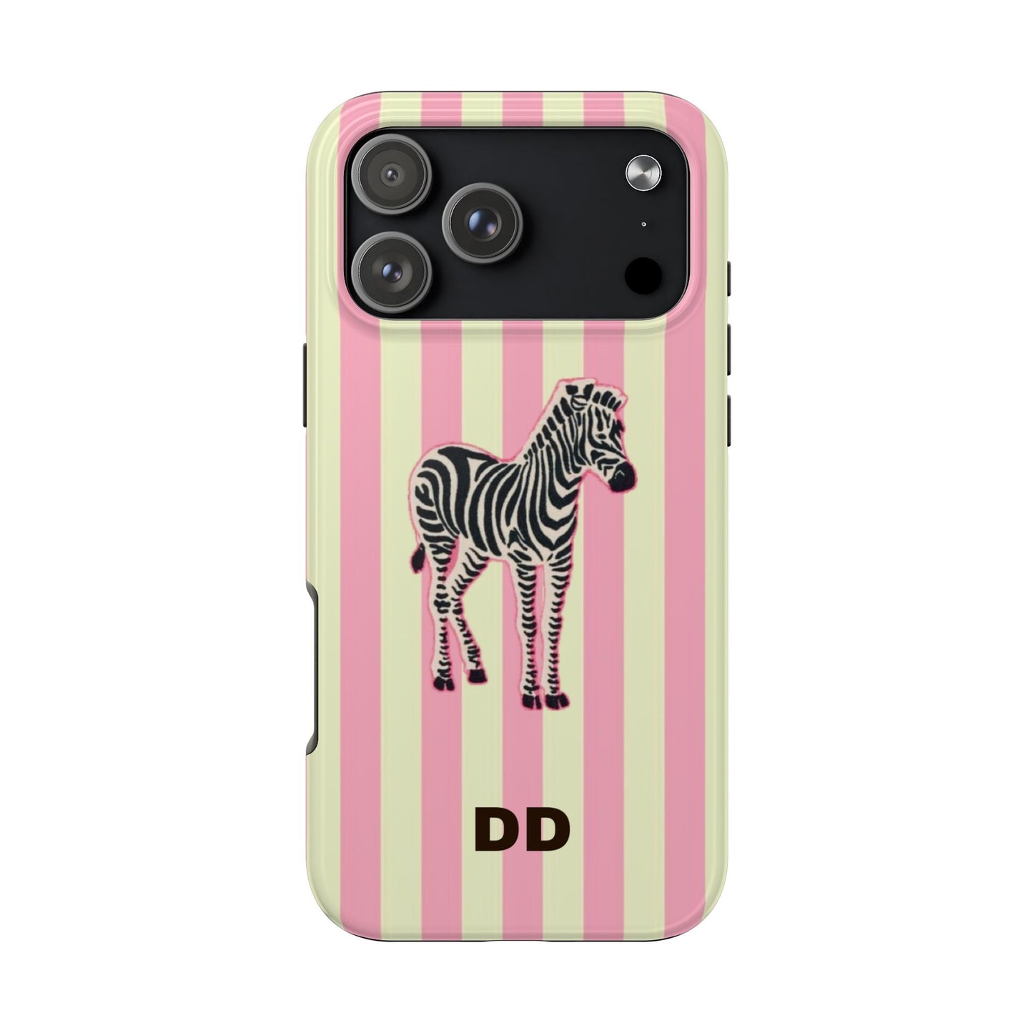 Zebra Phone Case in Pink & Crème Stripe