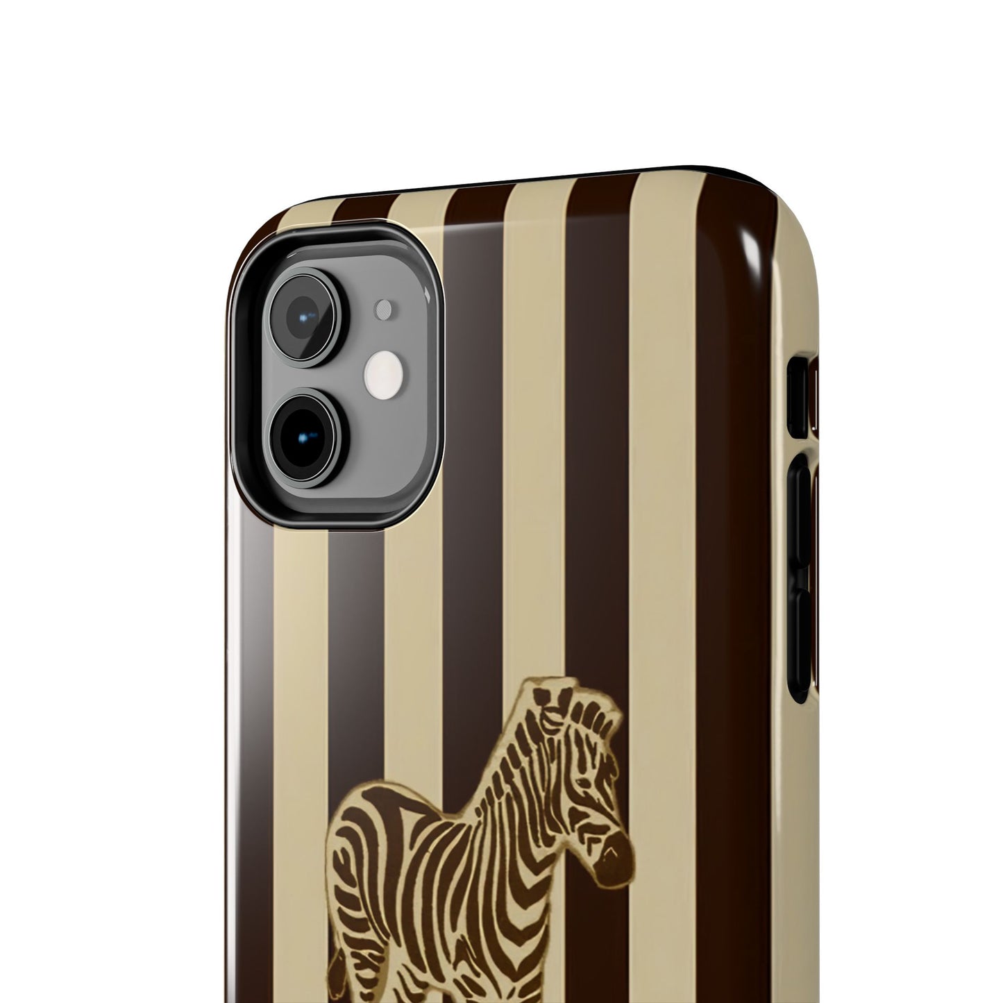 Zebra Phone Case in Charcoal & Crème Stripe