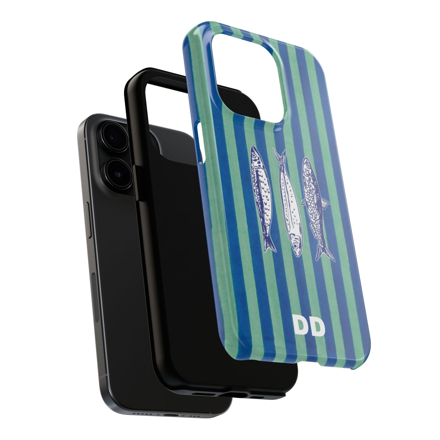 Sardine Phone Case in Turquoise & Blue Stripe