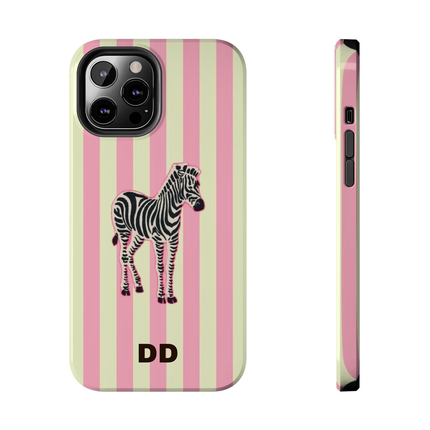 Zebra Phone Case in Pink & Crème Stripe