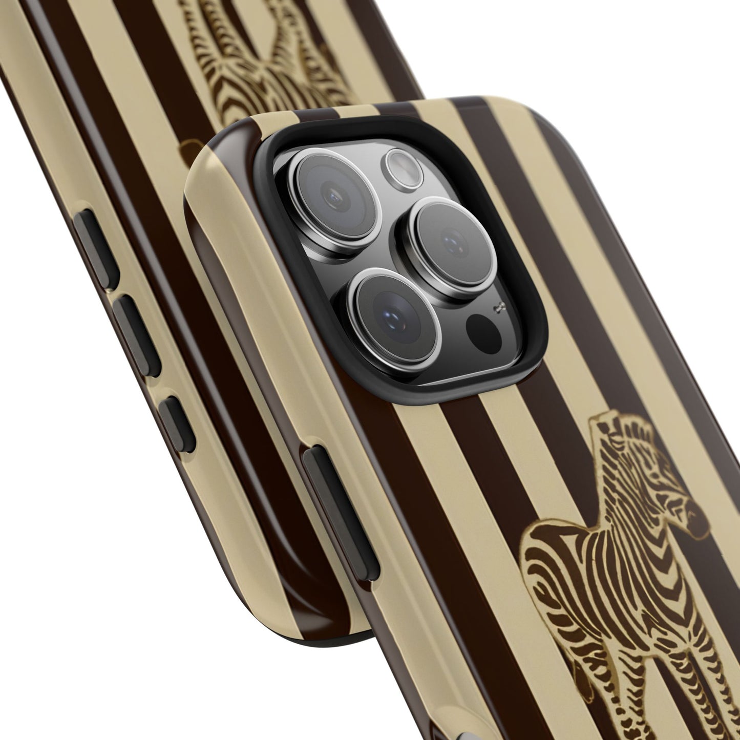 Zebra Phone Case in Charcoal & Crème Stripe