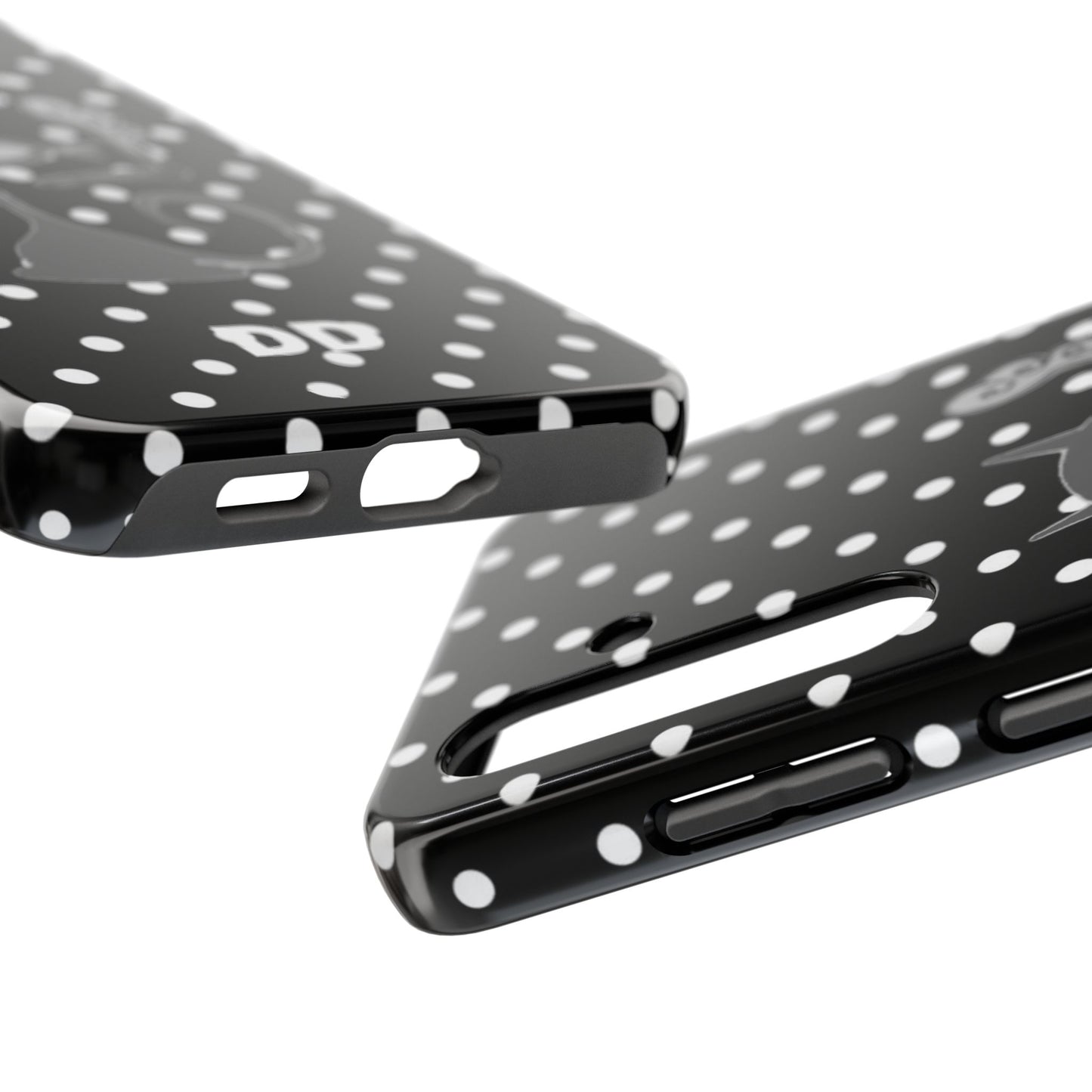 Le Cat Phone Case in Black & White Polka Dots