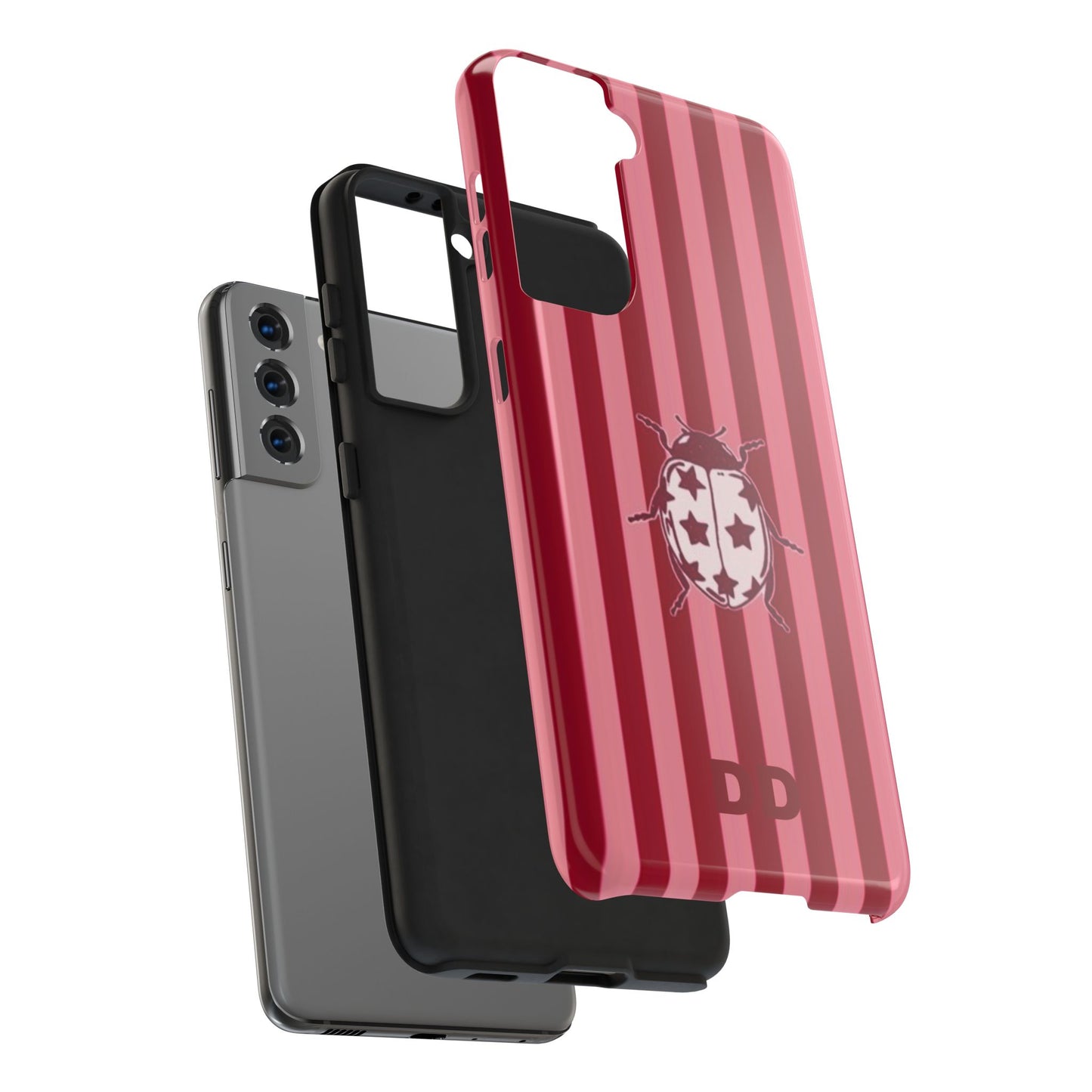 Ladybug Phone Case in Red & Pink Stripe