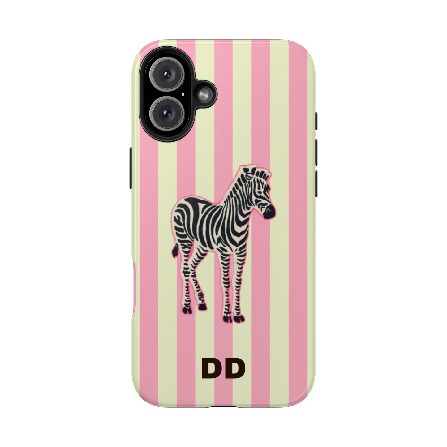 Zebra Phone Case in Pink & Crème Stripe