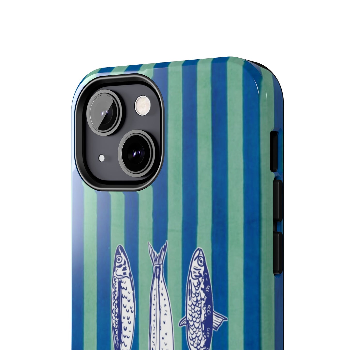 Sardine Phone Case in Turquoise & Blue Stripe