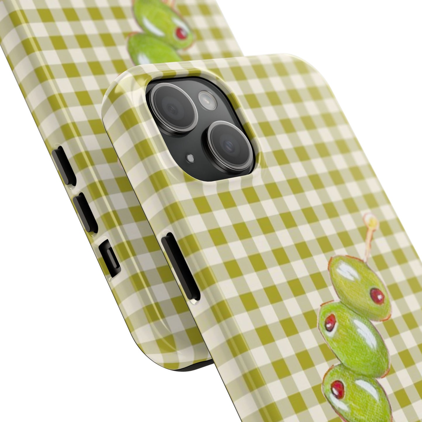 Olive Phone Case in Pear Green Checker