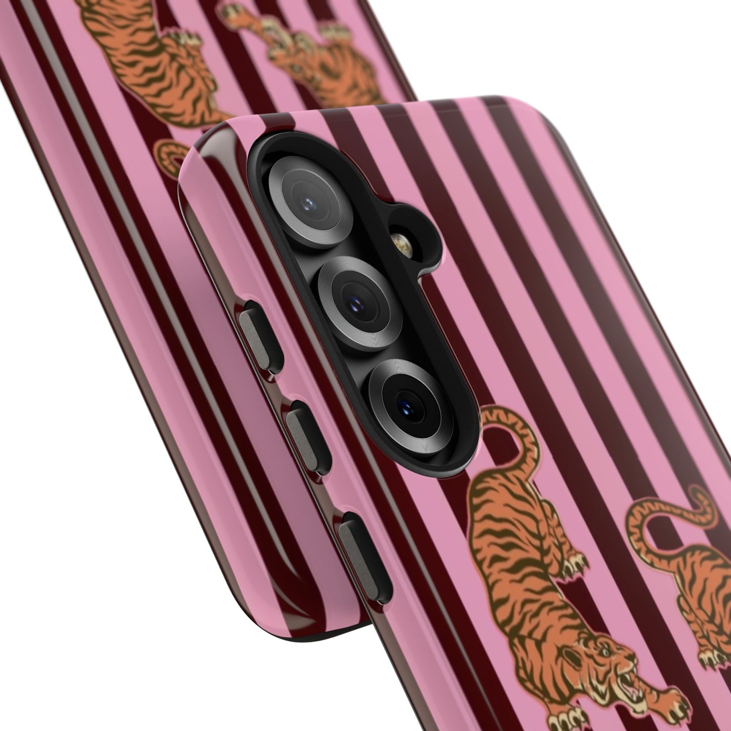 Tigress Phone Case in Burgundy & Pink