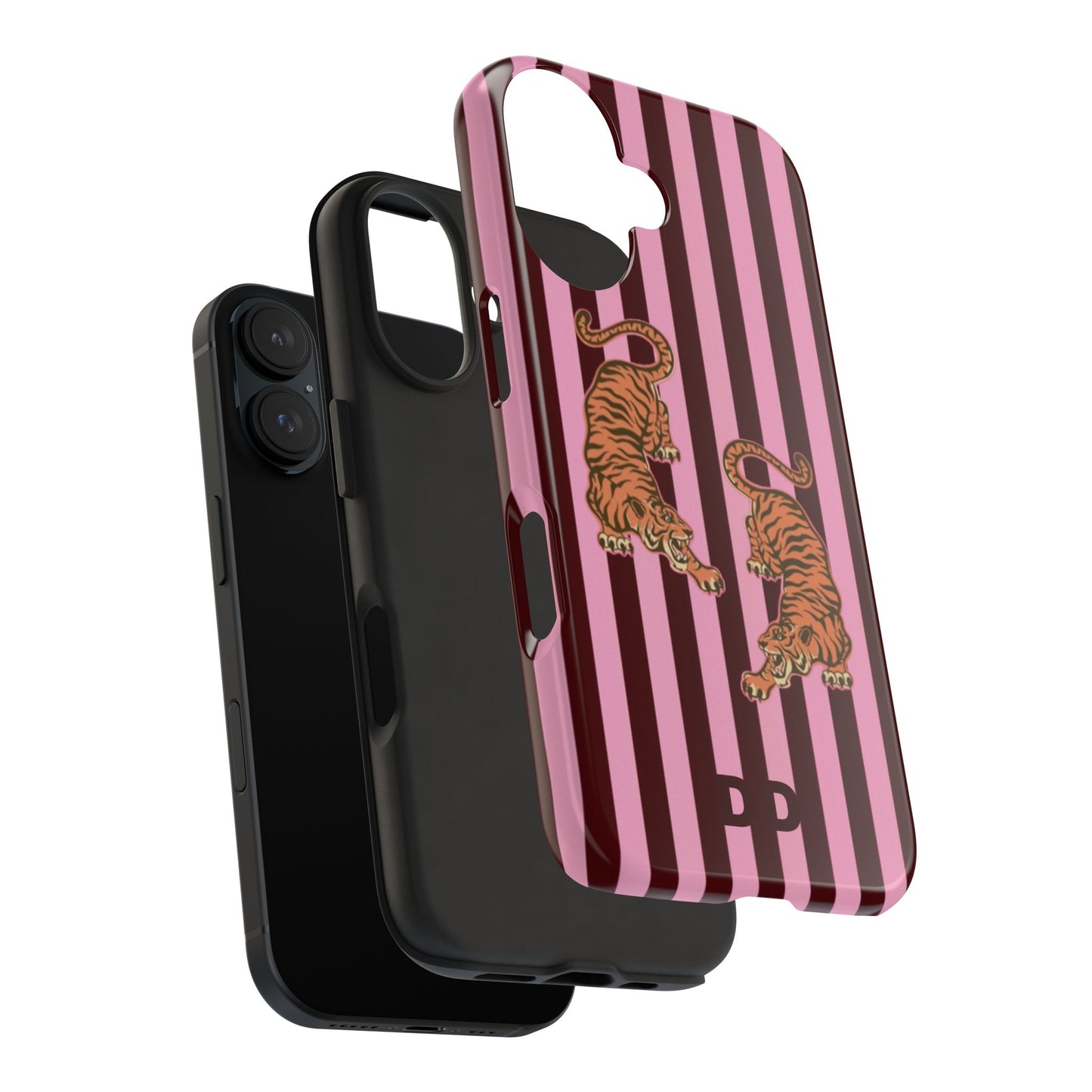 Tigress Phone Case in Burgundy & Pink
