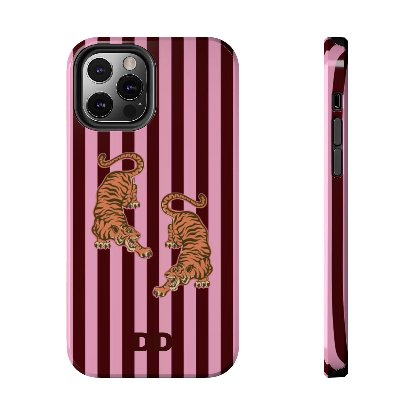 Tigress Phone Case in Burgundy & Pink