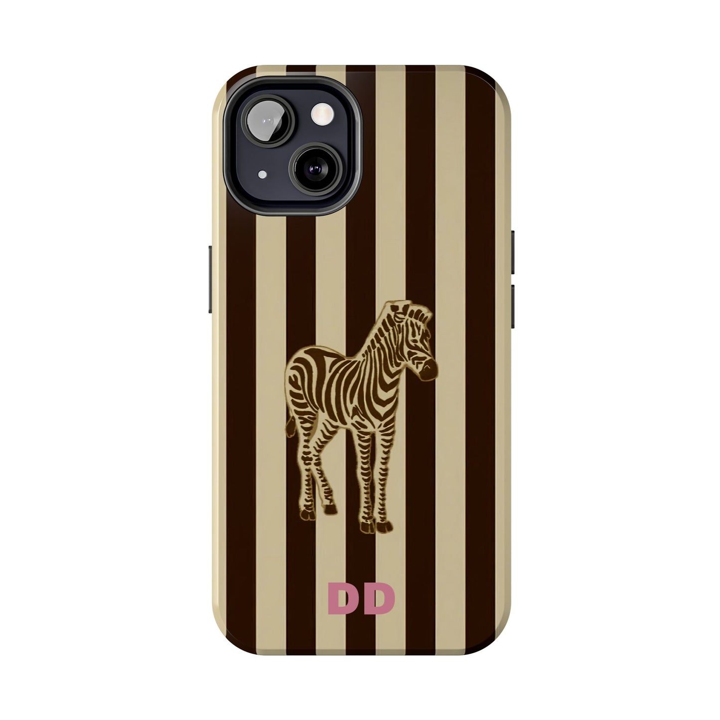 Zebra Phone Case in Chestnut & Crème Stripe