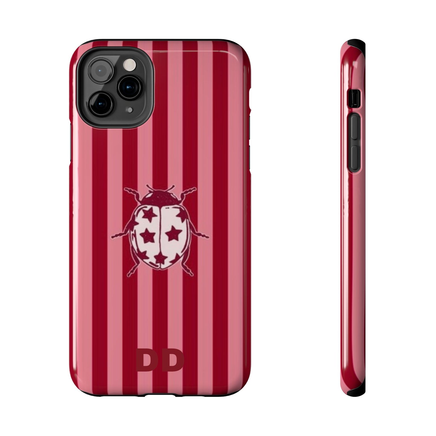 Ladybug Phone Case in Red & Pink Stripe