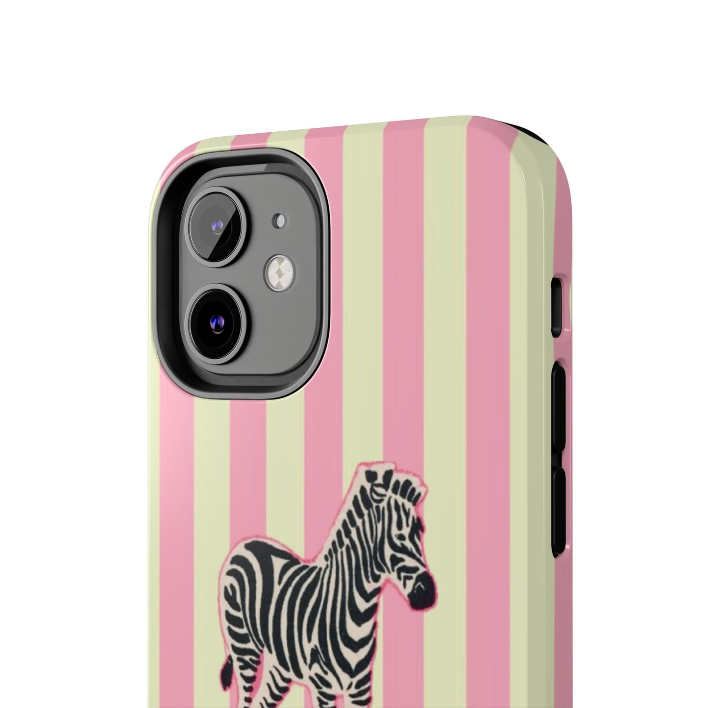 Zebra Phone Case in Pink & Crème Stripe