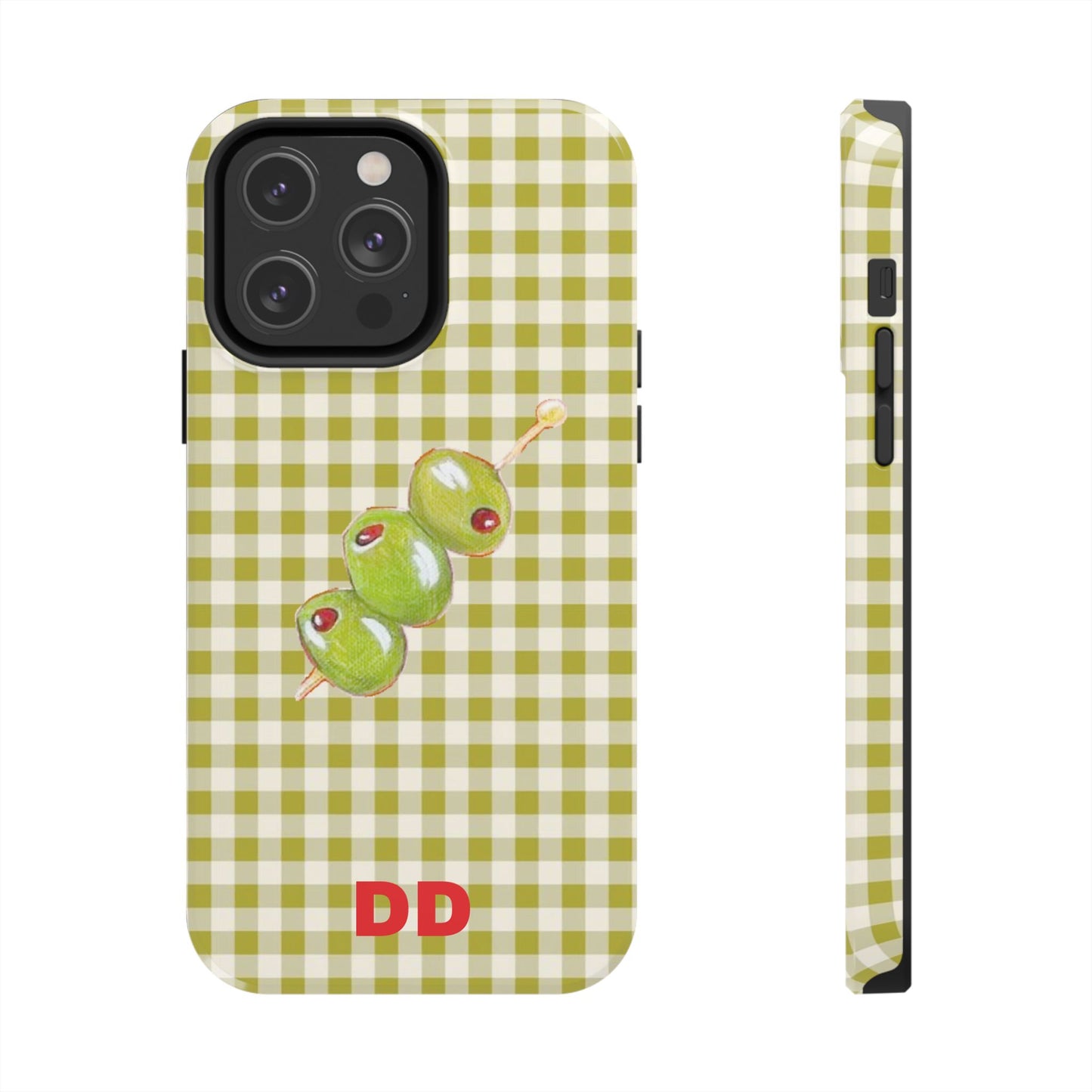 Olive Phone Case in Pear Green Checker