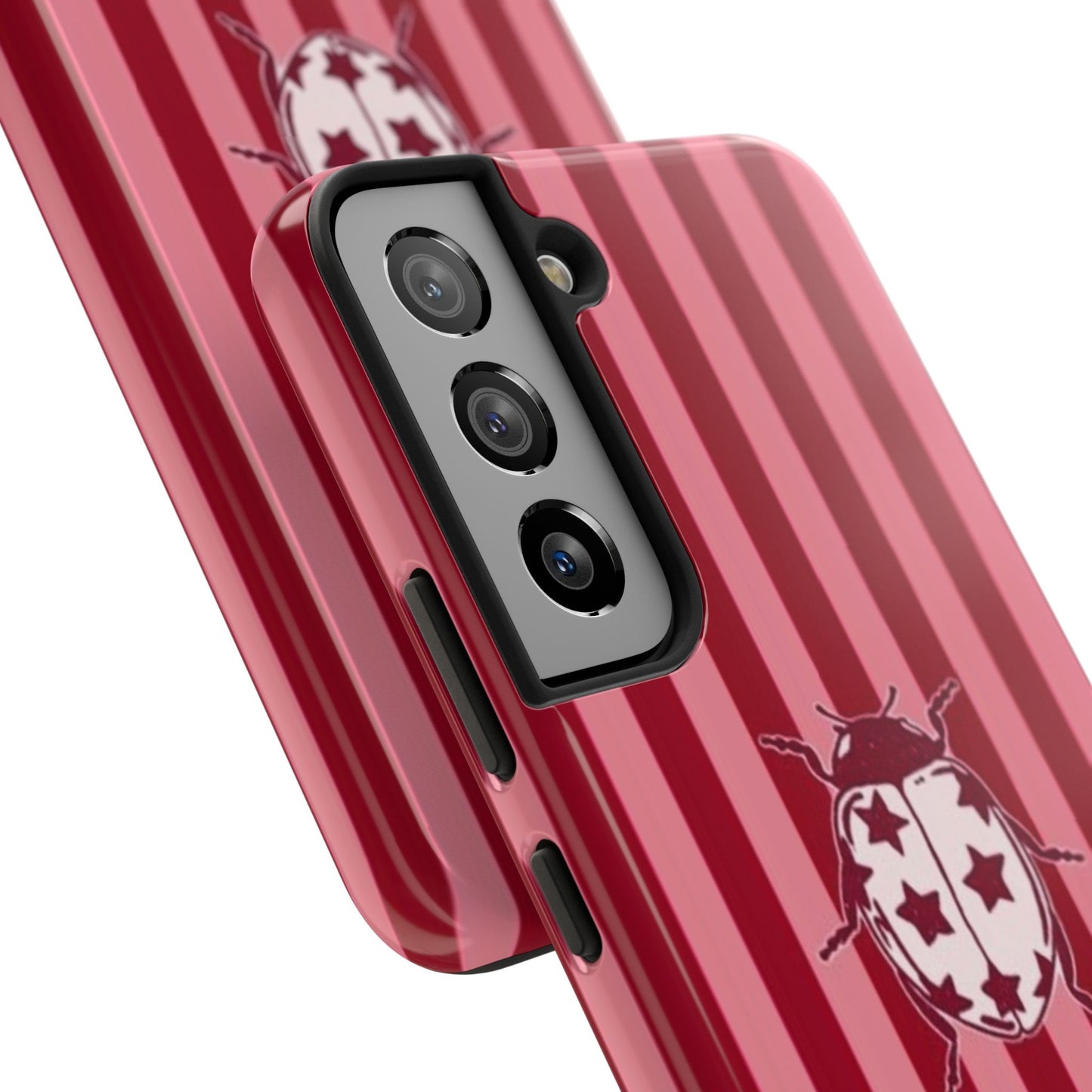 Ladybug Phone Case in Red & Pink Stripe