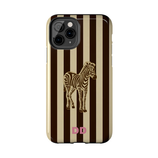 Zebra Phone Case in Charcoal & Crème Stripe