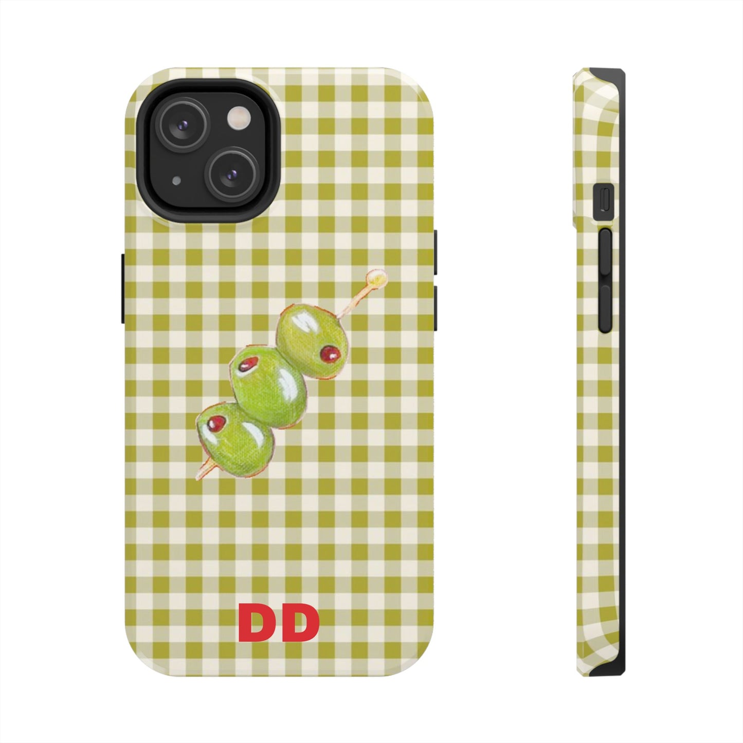 Olive Phone Case in Pear Green Checker