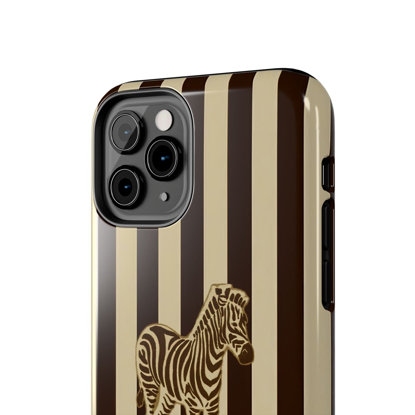 Zebra Phone Case in Charcoal & Crème Stripe