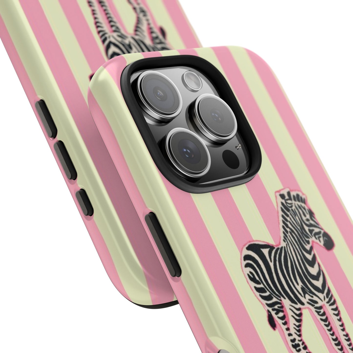 Zebra Phone Case in Pink & Crème Stripe