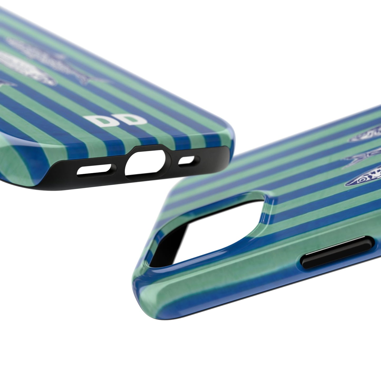 Sardine Phone Case in Turquoise & Blue Stripe