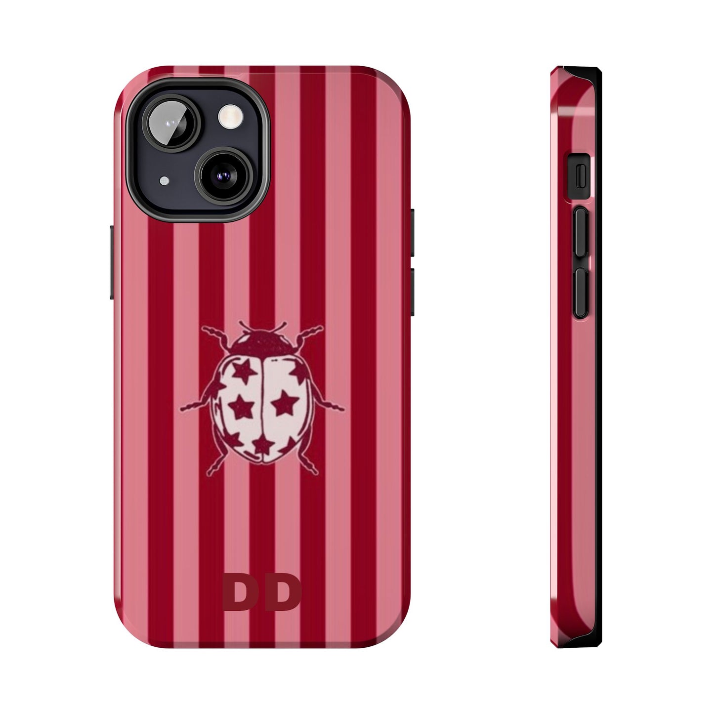 Ladybug Phone Case in Red & Pink Stripe