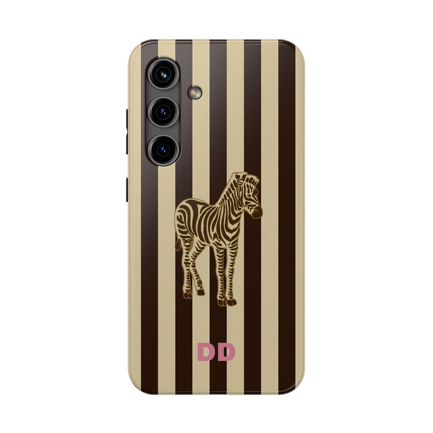 Zebra Phone Case in Charcoal & Crème Stripe