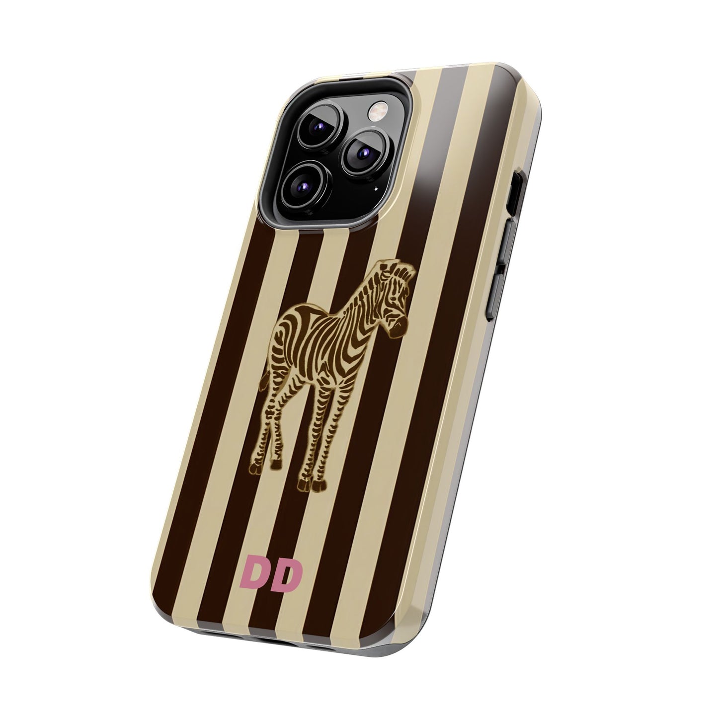 Zebra Phone Case in Charcoal & Crème Stripe