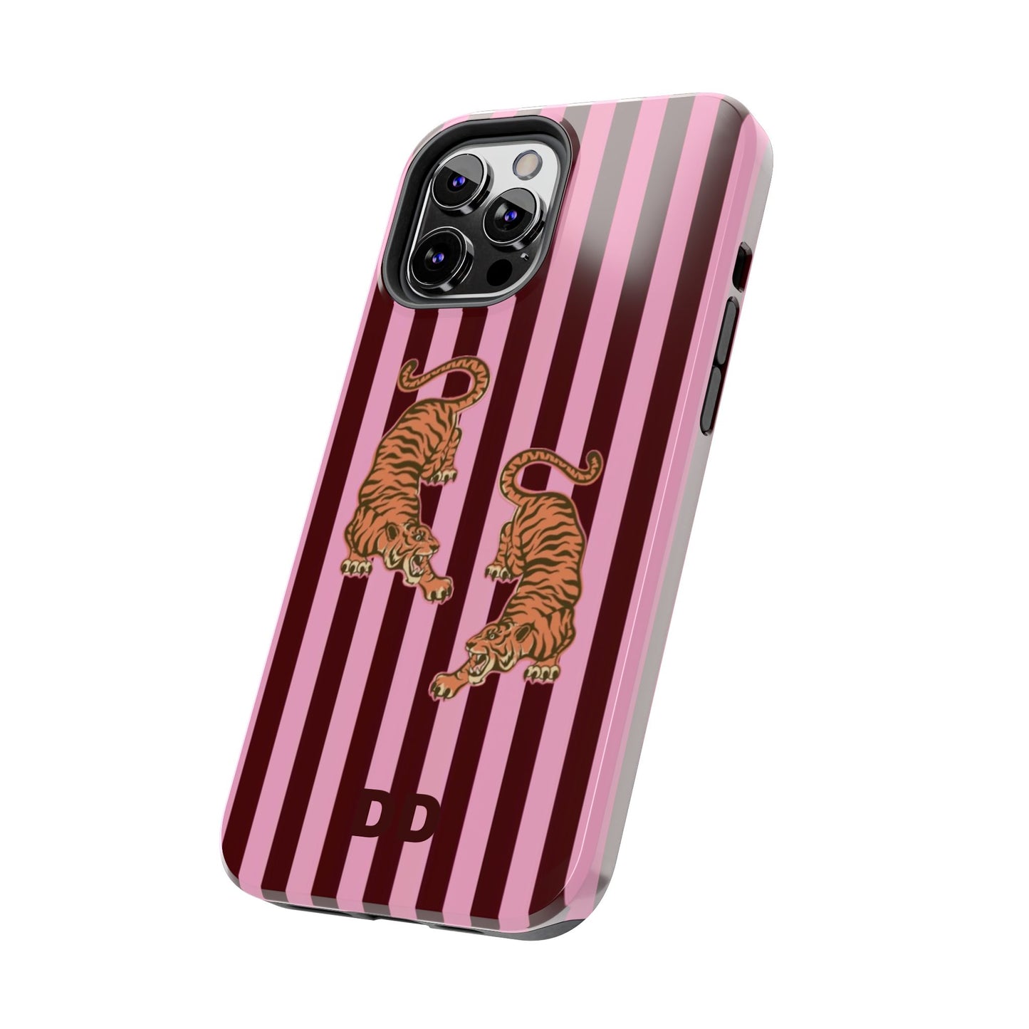Tigress Phone Case in Burgundy & Pink