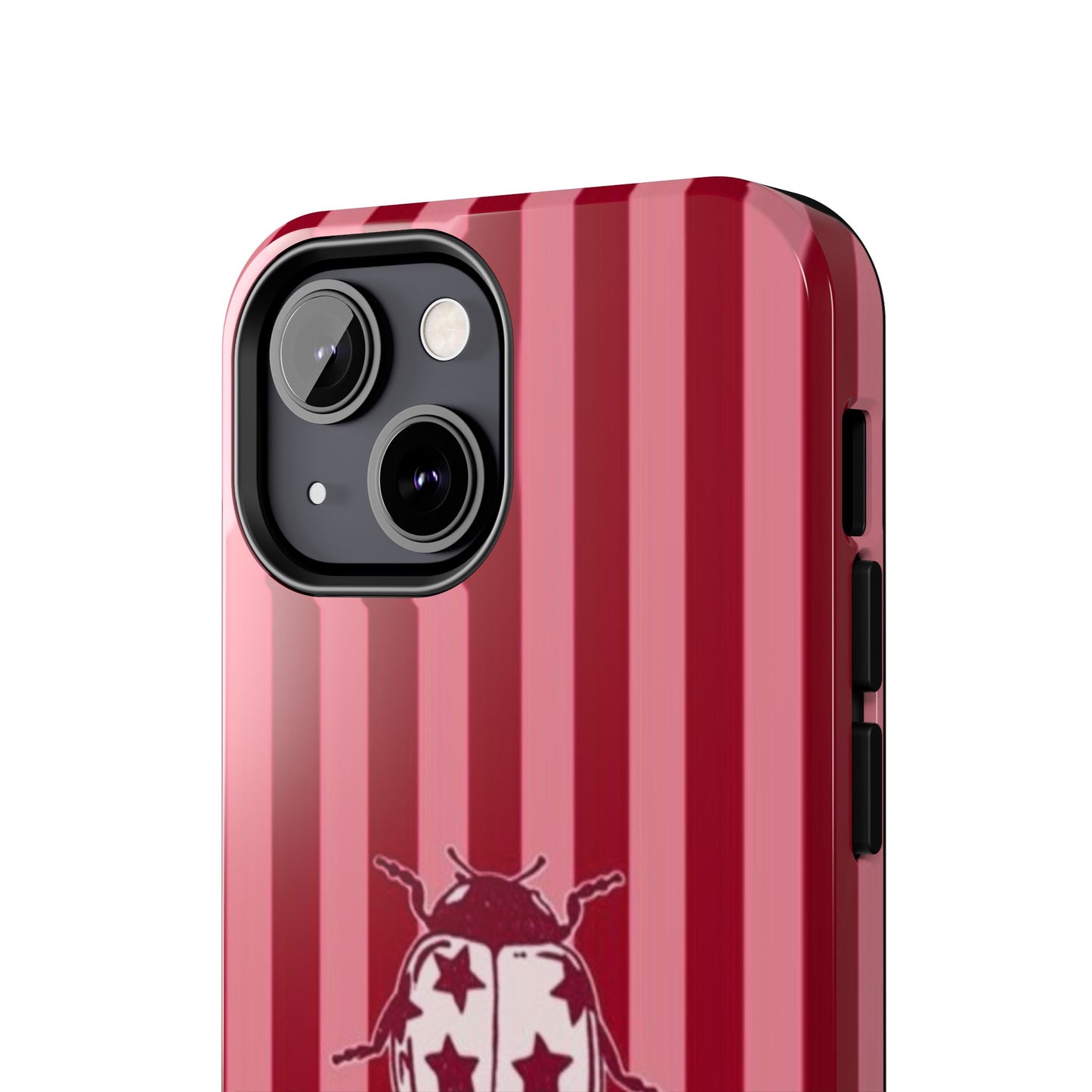 Ladybug Phone Case in Red & Pink Stripe