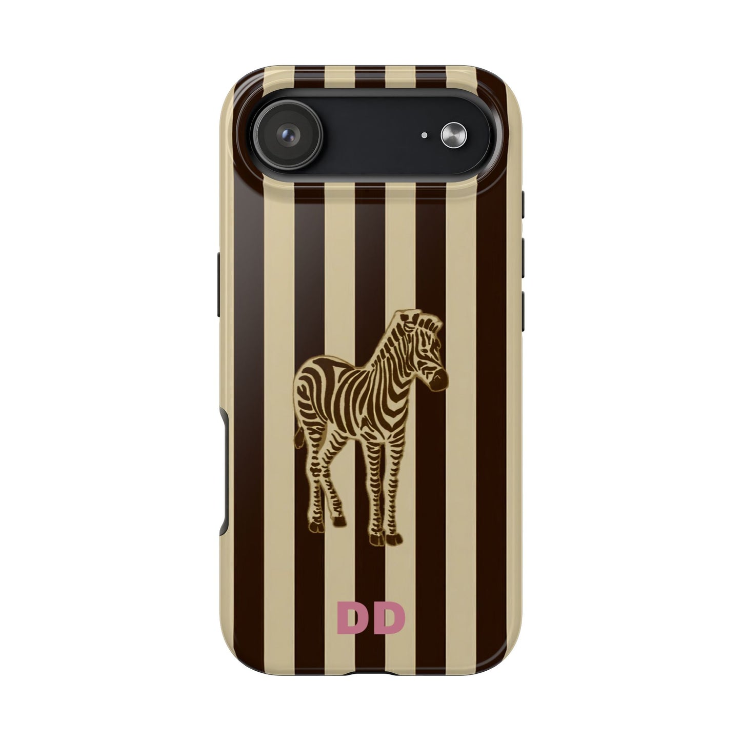 Zebra Phone Case in Chestnut & Crème Stripe